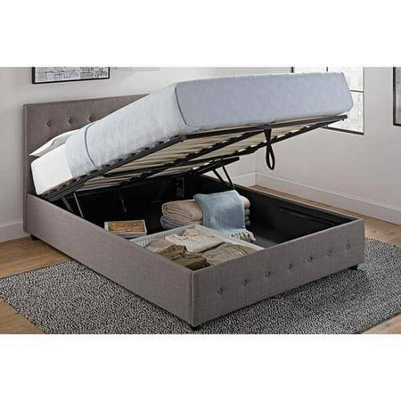 Cambridge Gas Lift Full Linen Bed, Gray (Partial)
