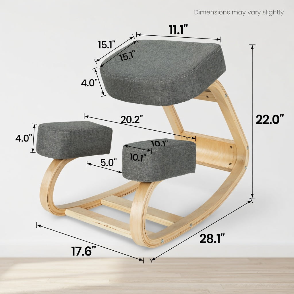 Demi Bonn Ergonomic Kneeling Chair Rocking Office Desk Stool Upright Posture for Home, Bedroom, Study, Gray