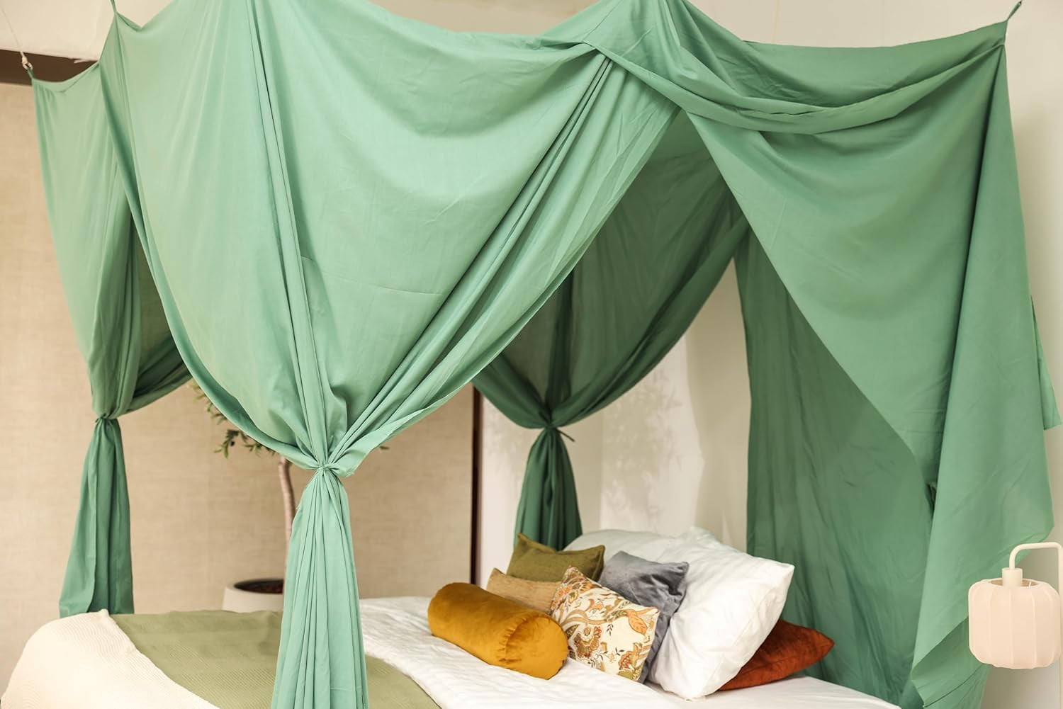 Green Bed Canopy for Queen and King-Sized Beds | Bedroom Decoration for Teens or Adults | Rectangular Shape Insect Netting | Mosquito Net in Multiple Colors and Sizes