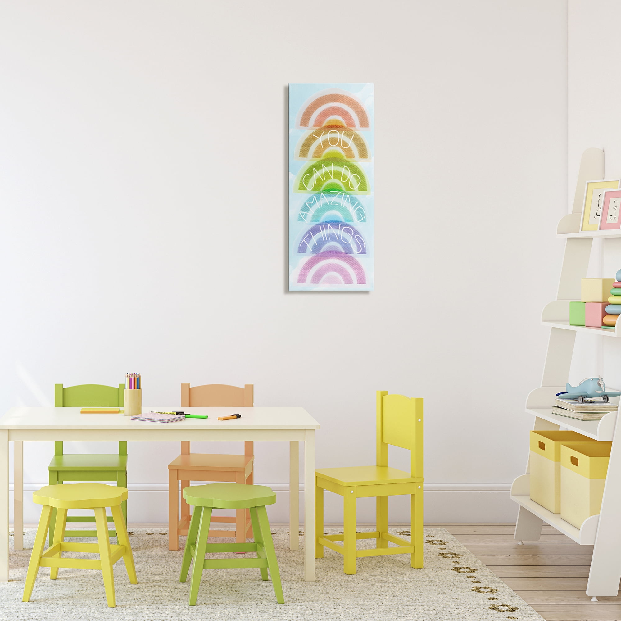 Stupell Industries Amazing Things Rainbow Encouragement Canvas Wall Art, design by Lil' Rue