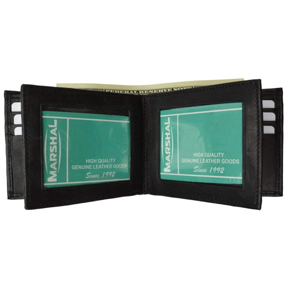 Mens Bifold Leather Wallet Middle Flaps Triple ID Window P 1852 (C)