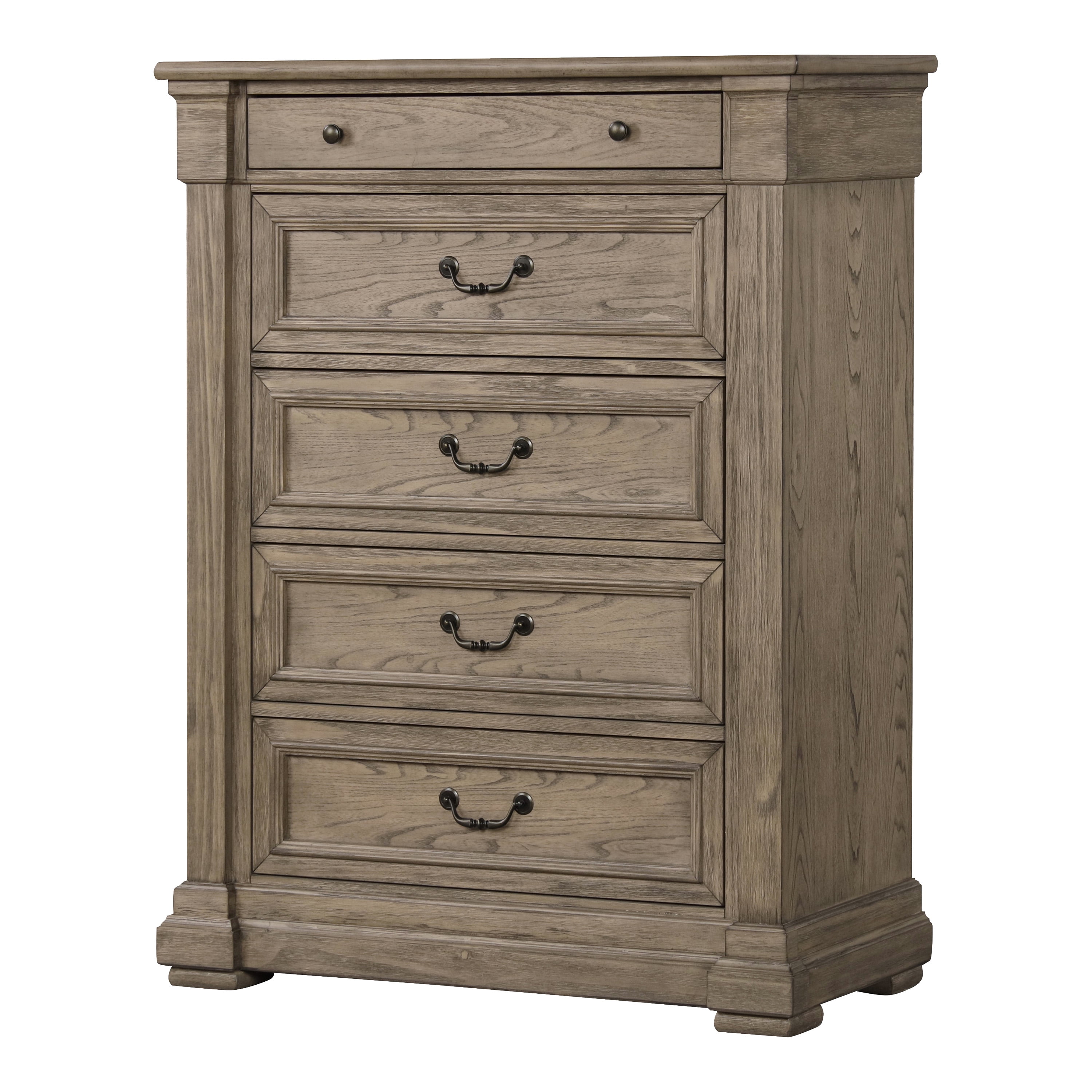 Furniture of America Quenai Modern 5-Drawer Solid Wood Adult Vertical Dresser, Weathered Gray