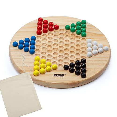 6 inch Wooden Chinese Checkers travel set board game 
