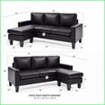 thumbnail image 3 of Modern Minimalist Reversible Sectional Sofa Chaise – Perfect for Small Living Rooms | Black | PU | Foam, 3 of 6