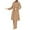 Khaki, variant on Elegant Women's Long Sleeve Abaya Set Casual Button Down Shirt and Pants Dubai Outfit