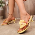 thumbnail image 5 of Yellow Women'S Sandals Stiletto Heel Floral Square Toe Open Toe Breathable Non-Slip Lightweight Footwear For Spring Summer Daily Wear Size 37, 5 of 9