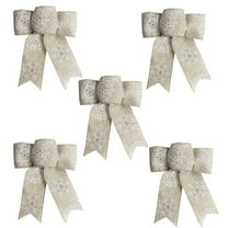 JWshufel 5 Pack Christmas Bow Snowflake Bow Christmas Decorations for Gifts and Windows with Eye Petching Design Suit for Festive Parties and Home Decor 9.1in Gray