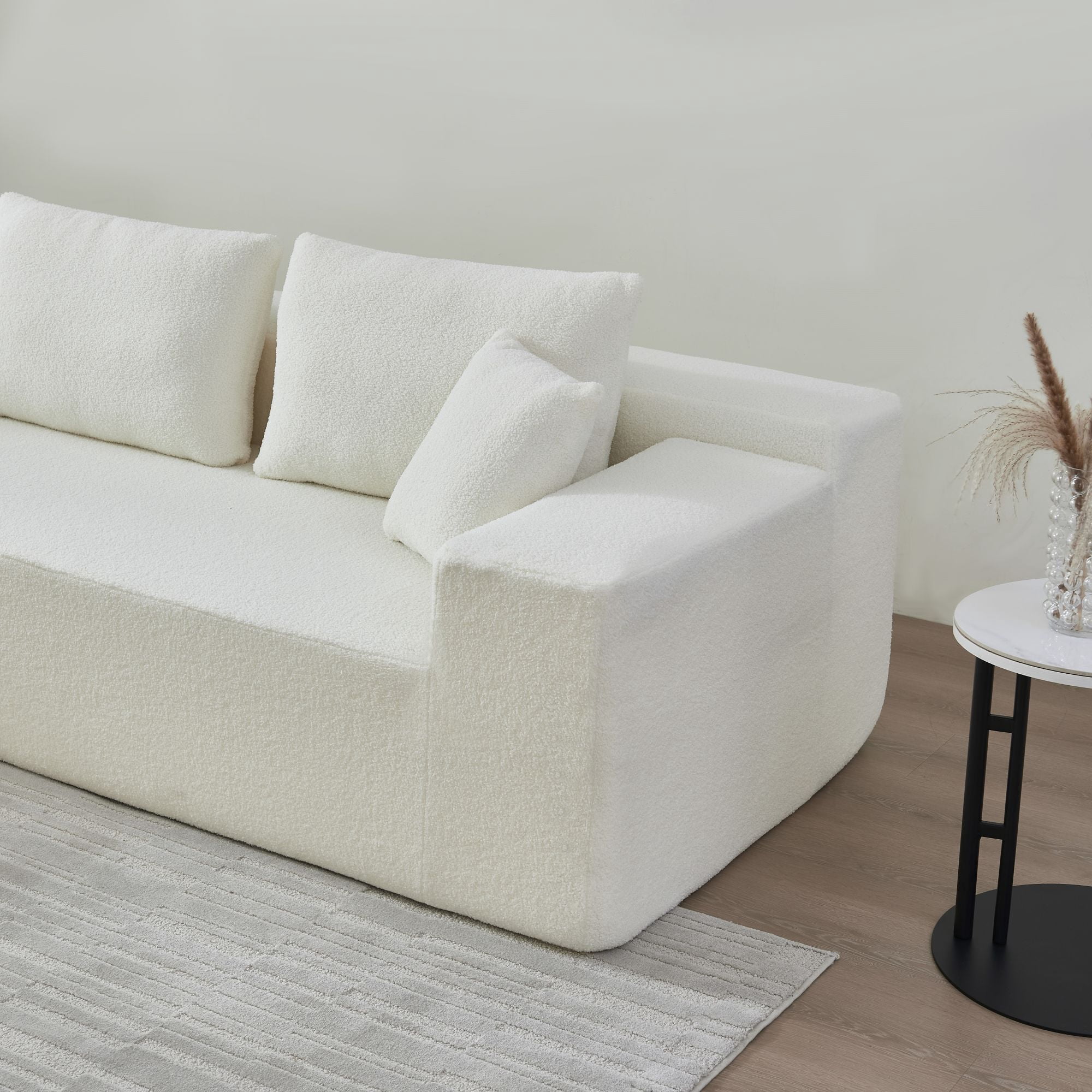 DEALTOPS 104.33" L Shaped Modular Sectional Sleeper Sofa Couch with Chaise Lounge, High Density Sponge, Beige