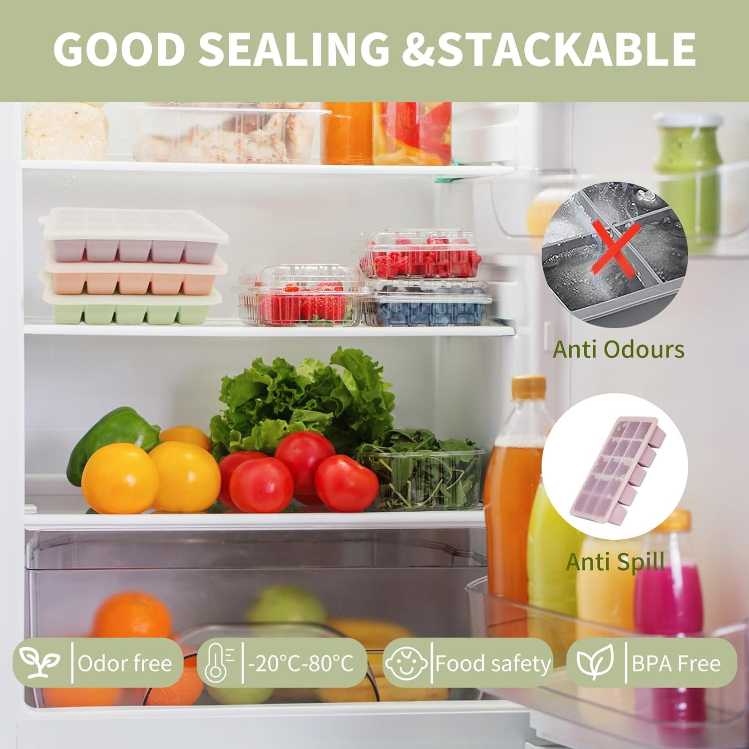 3Pcs Silicone Ice Cube Tray, Square Ice Cube Tray with Lid, Easy-Release Flexible 15 Ice Cubes, Reusable Ice Cube Molds for DIY Cold Drinks.