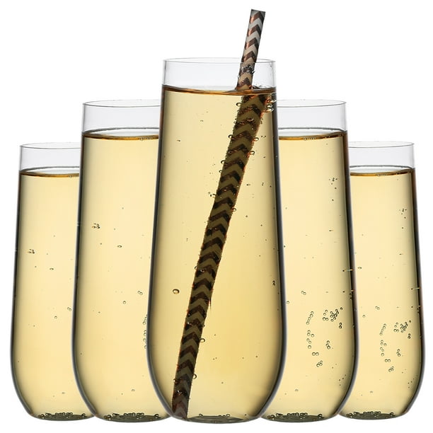 48pack Plastic Stemless Champagne Flutes 9 oz Reusable and Disposable