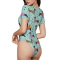 thumbnail image 3 of The Xecao Christmas Dachshund Women's Crew Neck Body Suit, a short-sleeved bodysuit and basic swimsuit, both comfort and style for dating and daily life, 3 of 9