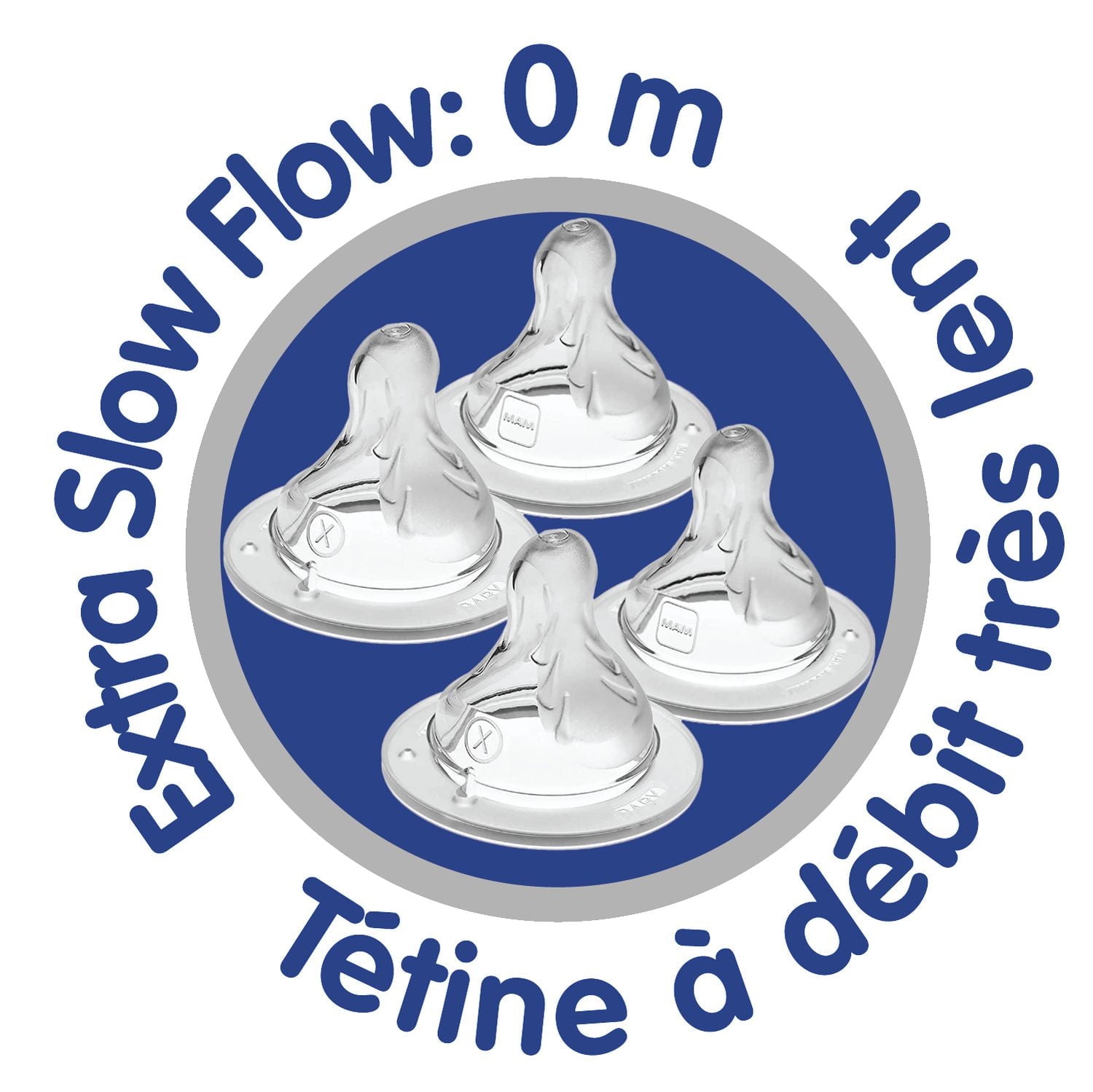 MAM Bottle Nipples Extra Slow Flow Nipple Level 0 (Set of 4), For Newborns, SkinSoft Silicone Nipples for Baby Bottles, Fits all MAM Bottles