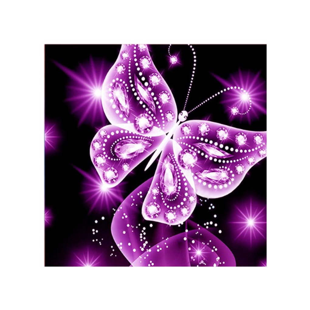Tableau Broderie Point De Croix Encadré Fait Main - Rose Et Papillon - Occasion