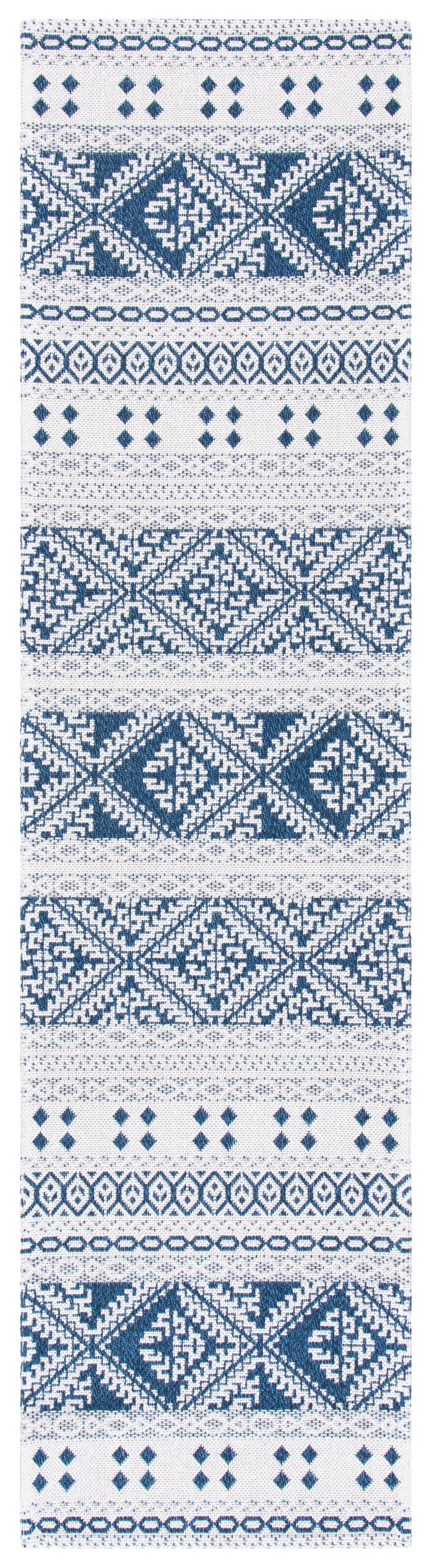 SAFAVIEH Augustine Willoughby Southwestern Runner Rug, Navy/Creme, 2' x 8'