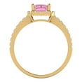 thumbnail image 4 of Clara Pucci 14K Yellow Gold Solid Gold Pink Halo Anniversary Ring for Women - 1.86 cttw Emerald Cut, 4 of 8