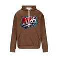 thumbnail image 4 of Happy 2026 Hoodies for Men Printed Long Sleeve Drawstring Loose Fit Pullover Sweatshirts Tops with Pocket (4XL, Brown), 4 of 5