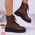 thumbnail image 4 of Wensltd Women Hiking Boots Lace Up Chunky Low Heel Winter Classic Wide Width Short Boots Brown, 4 of 9