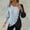Light Blue(New), variant on Women's Fashion Color-blocked Ribbed Cross-over Hem Button Casual Long Sleeve Pullover Tops
