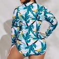 thumbnail image 4 of Plus Size Swimsuit For Women Fashion Long Sleeve Printed One piece Zip Modest Swimsuit Swimwear, 4 of 5
