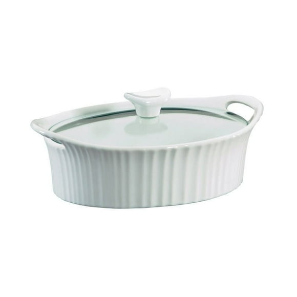 Corningware Casserole ovale CorningWare de 1,5 pte (1,4 l) avec couvercle en verre « quiet-close lid » - blanc français