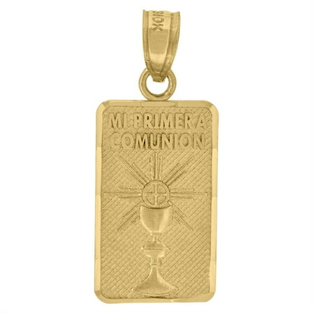 Auriga Fine Jewelry 10K Yellow Gold Diamond-Cut Mi Primera Communion Charm Pendant for Men