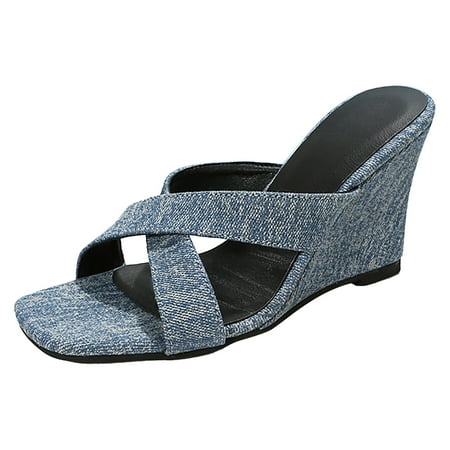 

Jungdeepe Fashion Women Cloth Solid Color Slip On Casual Open Toe Wedges Shoes Sandals Slippers Sandal Wedges for Women Wide Women Sandals Size 9 New Sandals for Women with Arch Support Size 8 Women s