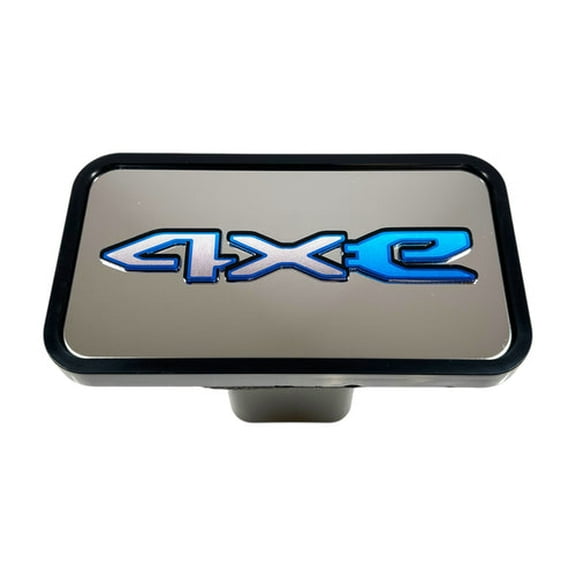 Jeep 4XE Logo Black Hitch Plug Cover Chrome 5.5" x 3" EU Official Licensed