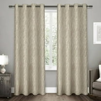 Exclusive Home Forest Hill Woven Room Darkening Blackout Grommet Top Curtain Panel Pair, 52"x84", Natural