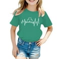 thumbnail image 1 of GDREDA Vêtements Fille Imprimé St. Pat Col Rond Manches Courtes pour Filles Hauts Filles Grande Taille Multicolore, 12-13 Ans, 1 of 3