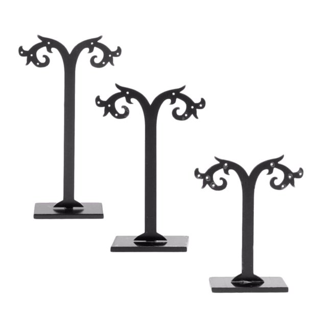 unbranded 3Ud Exhibidor De Pendientes Y Pulseras En Acrílico Negro Con T Simple
