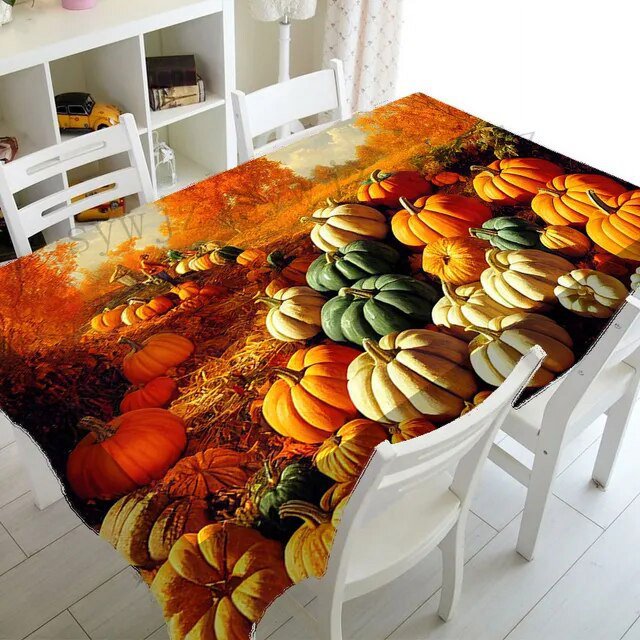 Fall Thanksgiving Pumpkin Sunflower Rectangle Tablecloth Party Decoration Waterproof Dining Table Tablecloth Farmhouse Decor