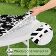 thumbnail image 5 of Black Christmas Snowflake Pattern Round Fitted Tablecloth with Elastic Edge,Dining Table Cover Waterproof,Outdoor Round Tablecloth for Camping,Dining,Indoor and Outdoor, 5 of 7