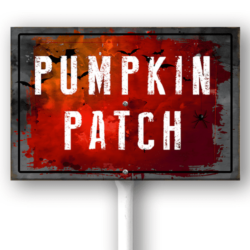 Kurmntregon Halloween Yard Sign With Stake Pumpkin Patch Scary With Ghost Boo Party Rustproof Neighborhood Aluminium Street Business Home Farm Garden Porch Decor Outside Outdoor Lawn 8x12inch