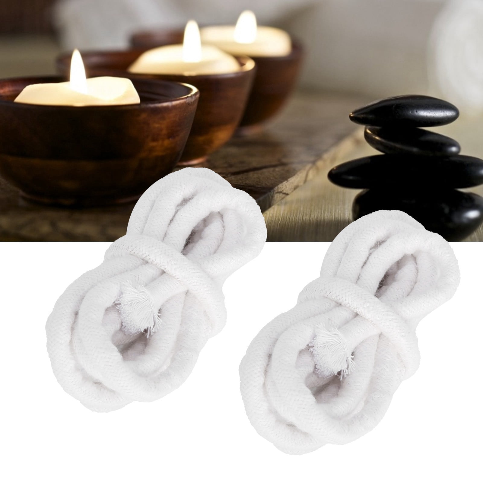 LAZIOEGR 2Pcs Braided Cotton Candle Wicks 10mm Thick Round Oil Lamp Wick 78.7 Inches for DIY