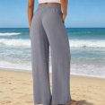 thumbnail image 4 of Yifymode Pants Wide Leg Casual Palazzo Trousers Summer Beach Lounge Bottoms with Pockets,Gray L, 4 of 5