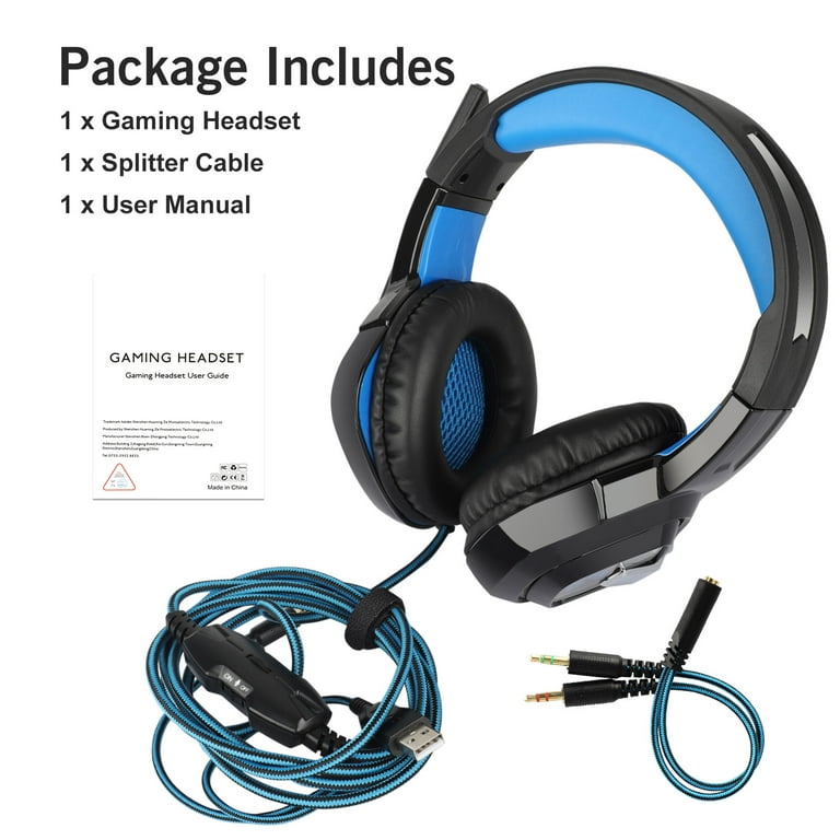 Gaming Headset with Mic for Xbox One PS4 PS5 PC Nintendo Switch Tablet  Smartphone, Headphones Stereo Over Ear Bass 3.5mm Microphone Noise  Canceling 7 LED Light Soft Memory Earmuffs