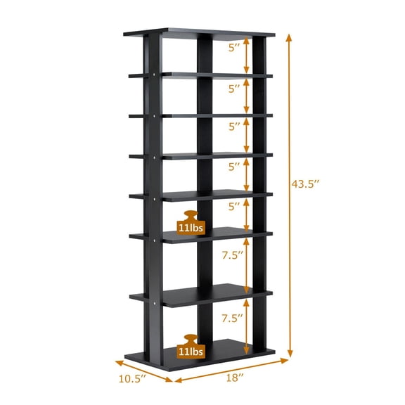 7-Tier Dual Shoe Rack Practical Free Standing Shelves Storage Shelves Concise