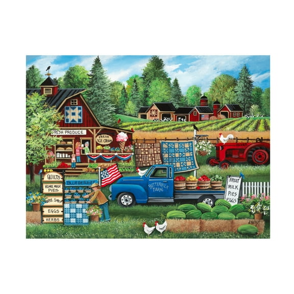 Canvas Wall Art - Debbi Wetzel 'Buttermilk Farm Summer' Wall Art for Living Room, Bedroom, or Office Décor by Trademark Fine Art - 19 x 14 Inches