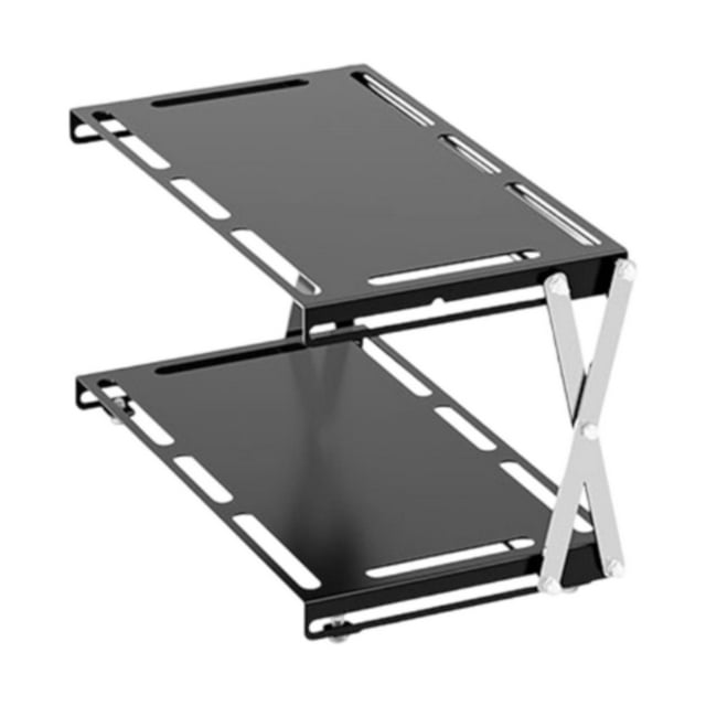 DYNWAVECA Camping Folding Storage Rack Desktop Stable Outside for Fishing Hiking Beach Double Layers