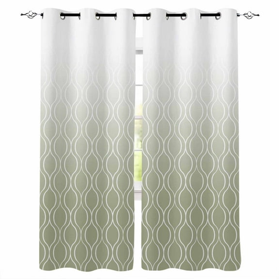 Fsddascl Sage Green Moroccan Blackout Curtains for Bedroom/Living Room, Thermal Insulated Kitchen Curtains, Abstract Stripes Ombre Modern Grommet Darkening Window Treatment Drapes 42"x63"x2