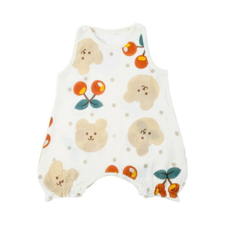 

Baby Boys Cute Animal Print Sleeveless 1 Pieces Thin And Open Romper Pure Organic Cotton 18 Months Boy Clothes Jumpsuits for Baby Boy