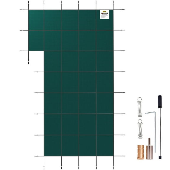 STAWAY Inground Pool Safety Cover - 18 ft x 34 ft Rectangular Winter Cover with Left Step, High Strength Mesh, Triple Stitched, Ideal for 16 x 32 ft Pools, Protects Children & Pets, Keeps Pool Clean