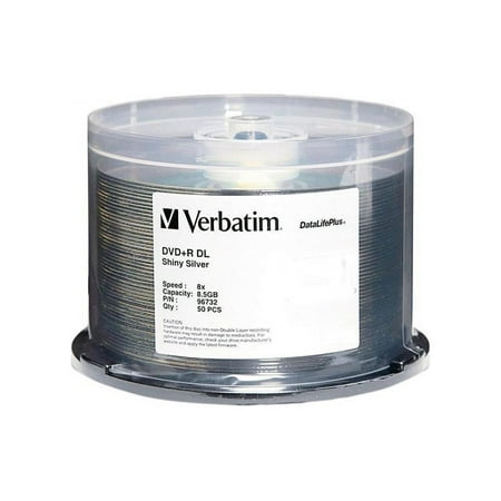 UPC: 0023942967323 | Verbatim 8.5GB 8X DVD+R DL 50 Packs DataLifePlus Shiny Silver Disc Model 96732