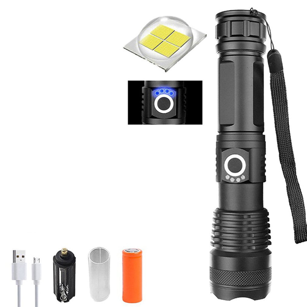P50 Strong Laser Light Flashlight USB Rechargeable Zoom Waterproof Outdoor Black 