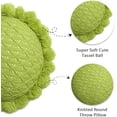 thumbnail image 5 of Acrylic Knitted Round Throw Pillow Knitting Bohemian Circular Cushion Pillow with Knit Handmade Pompoms Decorative Apple Green, Diameter 18inches, 5 of 5