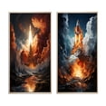 thumbnail image 2 of Designart "Celestial Choreography of a Rocketship" Rocketship Framed Wall Art Set Of 2 - Orange Transportation Gallery Wall Frame Set For Home Decor, 2 of 7