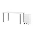 thumbnail image 1 of Bestar Universel 60W Table Desk with Assembled Mobile Pedestal in white, 1 of 9