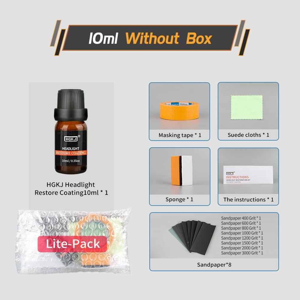 HGKJ Car Headlight Repair Retreading Restoration Kit Car Light Cleaner