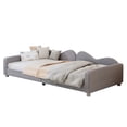 thumbnail image 5 of Twin Size Floor Daybed, Sherpa Upholstered with Cloud-Shaped Backrest, Wood Low Bed Frame for Bedroom & Guest Room, No Box Spring Required, Gray, 5 of 9