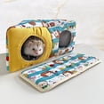 thumbnail image 6 of Hedgehog Fleece Corner Hideout Cave Collapsible Play Tunnel for Sugar Gliders,Ferrets,Hamsters,Small Animals Bed (Blue/Yellow), 6 of 10